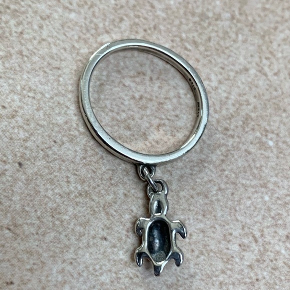RETIRED James Avery Sterling Silver Turtle Dangle Ring - Picture 2 of 5
